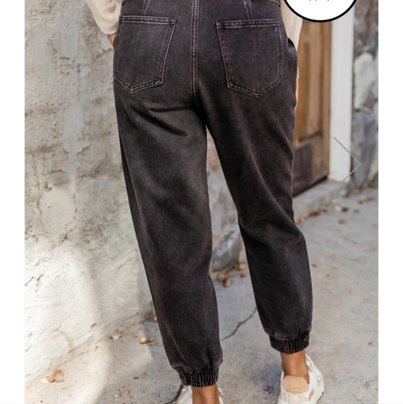 NWT Pink Lily "Cordelia" Black Denim Joggers, Size 25 - Picture 4 of 8